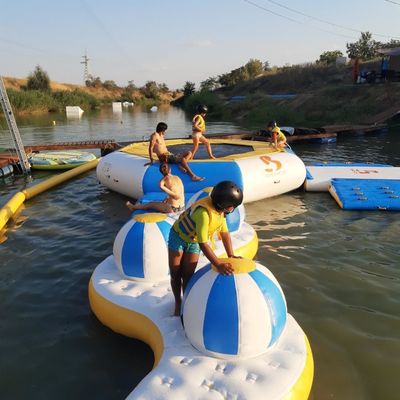 Inflatable Floating Water Obstacle Course / Water Park Playground Equipment